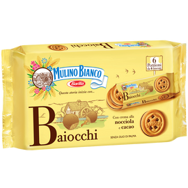 Biscuits Baiocchi Snack fourrés aux noisettes & cacao MULINO BIANCO -336g