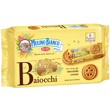 Biscuits Baiocchi Snack fourrés aux noisettes & cacao MULINO BIANCO -336g