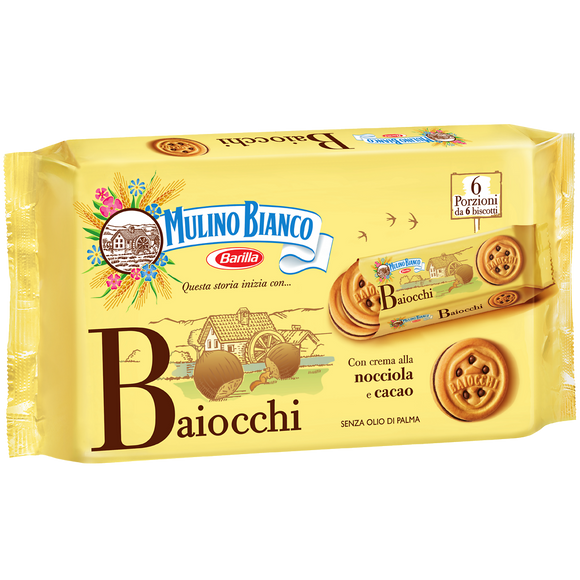Biscuits Baiocchi Snack fourrés aux noisettes & cacao MULINO BIANCO -336g