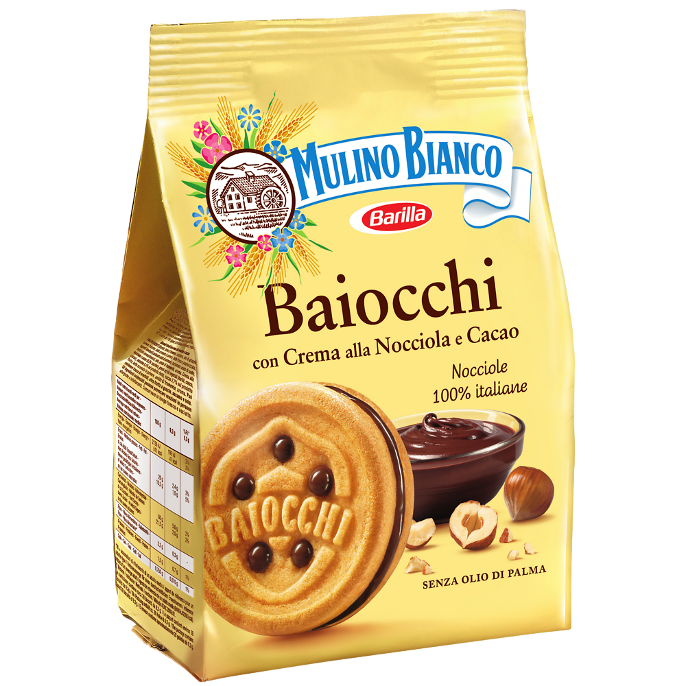 Biscuits Baiocchi fourrés aux noisettes & cacao MULINO BIANCO - 260g