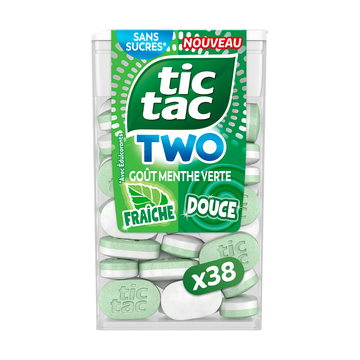 Bonbons TIC TAC TWO menthe verte et saveur douce, x38 pastilles