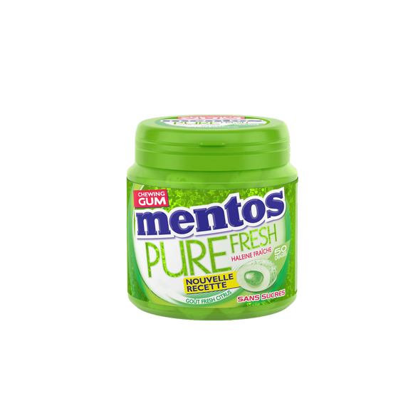 Chewing-gum Pure Fresh Citrus s/sucres MENTOS, 50 dragées 100g