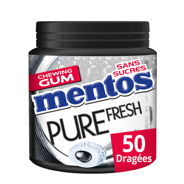 Chewing-gum sans sucre pur fresh goût menthe réglisse au thé vert MENTOS, boîte de 50 dragées