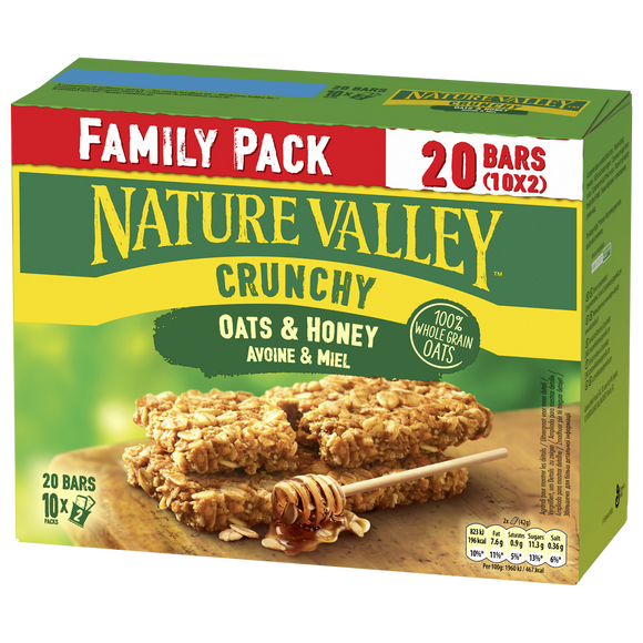 Barre céréales crunchy avoine & miel NATURE VALLEY x10 420g