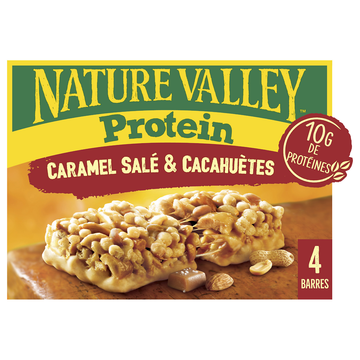Barres céréales Protéine caramel & cacahuètes NATURE VALLEY, 4x40g