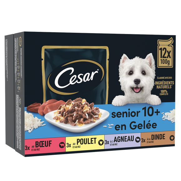Sachets fraîcheur chien sénior 10+ en gelée CESAR - 12x100g