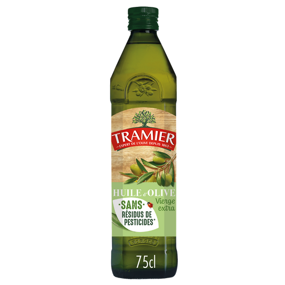Huile d'Olive Vierge Extra Sans Résidus de Pesticides TRAMIER, 75cl -Tunisie -