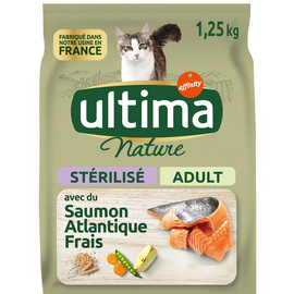 Croquettes pour chats stérilisés au saumon ULTIMA NATURE, 1,25kg