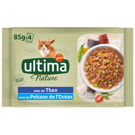 Bouchées pour chat au thon et poisson ULTIMA NATURE, 4x85g