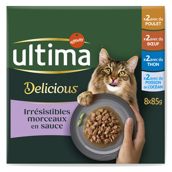 Sachets fraîcheur Chat Stérilisé Viandes & Poissons ULTIMA, 8x85g