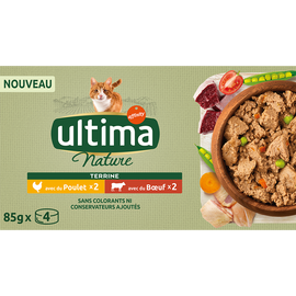 Sachets fraîcheur pour chat Multi-pack Poulet et Boeuf ULTIMA NATURE -4x85g