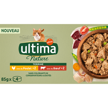 Sachets fraîcheur pour chat Multi-pack Poulet et Boeuf ULTIMA NATURE -4x85g