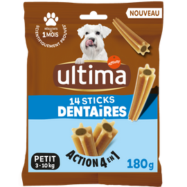 Sticks Dentaires pour Petit Chien 2 semaines ULTIMA, 180g