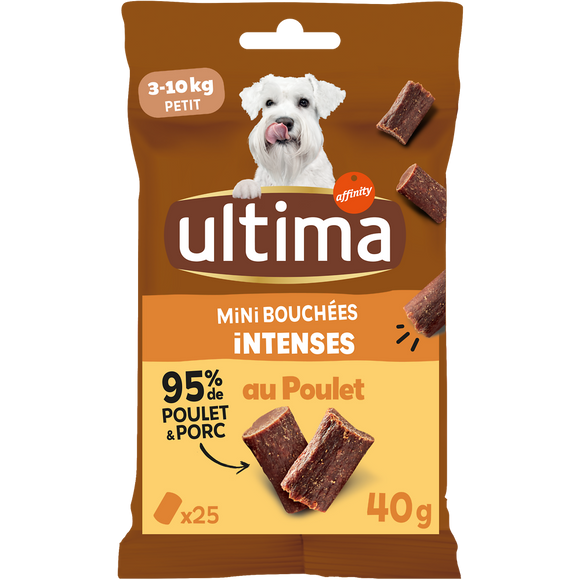 Mini Snack pour chien Mini Bouchées Plaisir au Poulet ULTIMA, 40g