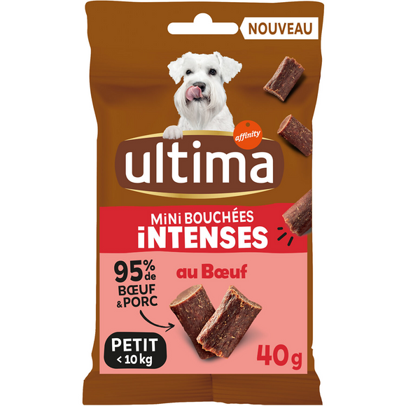 Mini Snack pour chien Mini Bouchées Plaisir au Boeuf ULTIMA, 40g