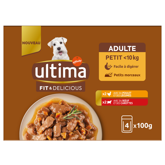Repas au poulet & boeuf pour petits chiens sachets 4x100g