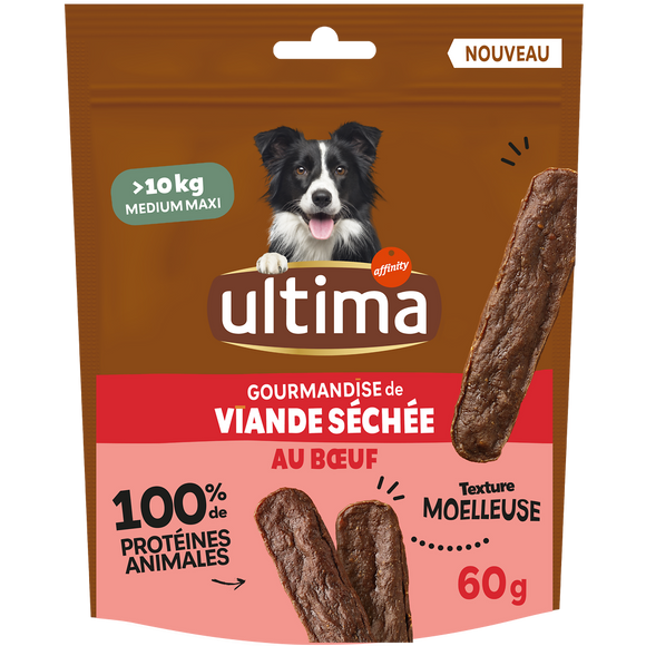 Viande Séchée pour Chien Medium Maxi Boeuf ULTIMA 60g