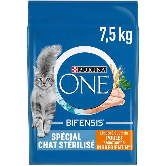 Croquettes pour chat adulte stérilisé 0 Poulet PURINA ONE - 7,5kg