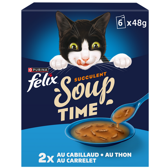 Soup'Succulent sélection de Poissons 2xcabillaud 2xthon 2xcarrelet FELIX 6x48g