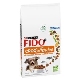 Croquettes croq'&tendre poulet patate douce pour chiens FIDO - 7kg