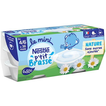 P'tit brassé mini nature sas sucres ajoutés dés 6 mois NESTLE 6x50g