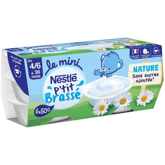 P'tit brassé mini nature sas sucres ajoutés dés 6 mois NESTLE 6x50g