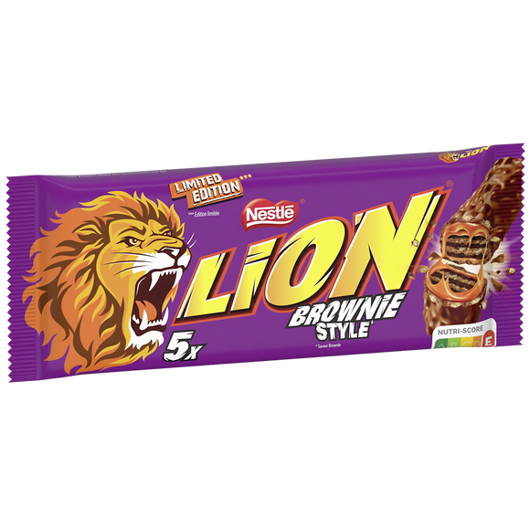 Barres de chocolat au lait brownie LION - 5 barres de 30g