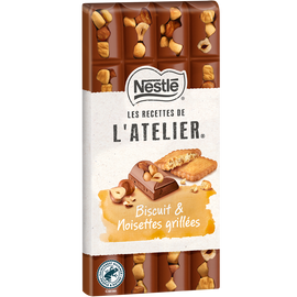 Chocolat lait biscuit noisettes grillées NESTLE L'ATELIER - Tablette 170g