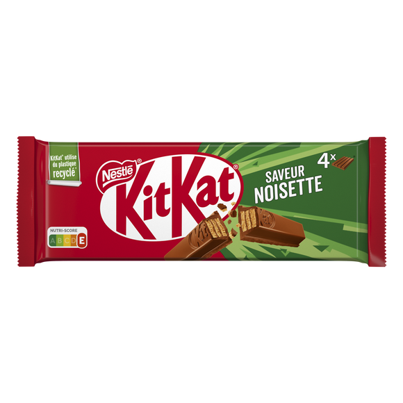 Barres de chocolat au lait saveur noisettes KITKAT - 4 barres de 41,5g