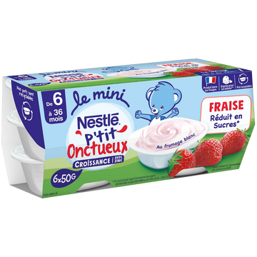P'tit onctueux croissance mini fraise dés 6 mois NESTLE 6x50g