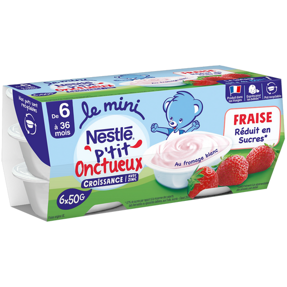 P'tit onctueux croissance mini fraise dés 6 mois NESTLE 6x50g