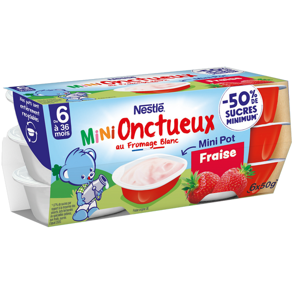 NESTLE P'TITS ONCTUEUX - P'tit onctueux fraise, de 6 à 12 mois - 6x50g