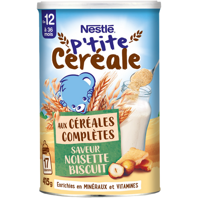 NESTLE P'TITE CEREALE - Céréales complètes noisette biscuit, dès 12 mois - 415g