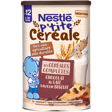 Céréales P'TITE CEREALE complètes chocolat biscuit 12M+ NESTLE - 415g