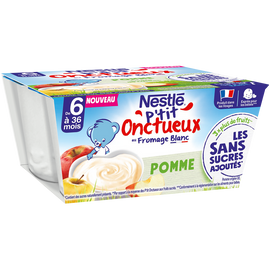 Desserts lactés P'TIT ONCTUEUX SSA Pomme 6M+ NESTLE - 4x90g