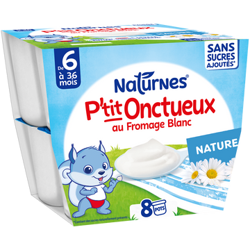 NESTLE P'TIT ONCTUEUX - Desserts lactés P'tit onctueux nature, de 6 à36 mois - 8x90g