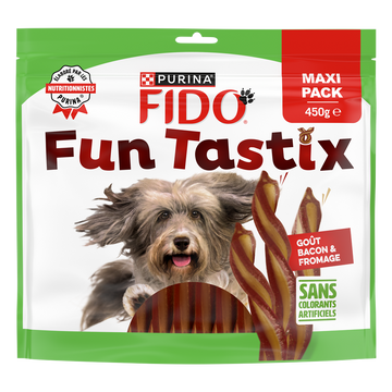 Friandises pour chien Funtastix Goût Bacon et Fromage FIDO - 450g