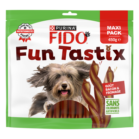 Friandises pour chien Funtastix Goût Bacon et Fromage FIDO - 450g