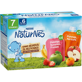 Gourdes Pommes bananes fraises /Pommes abricots 6M+ NATURNES - 7x90g