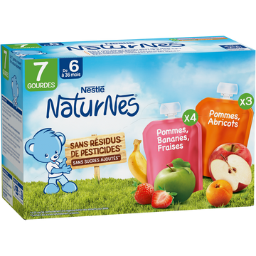 Gourdes Pommes bananes fraises /Pommes abricots 6M+ NATURNES - 7x90g