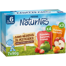 NESTLE NATURNES - Pommes bananes fraises /Pommes abricots, de 6 à 12 mois - 7x90g
