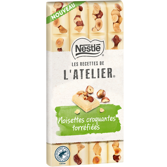 Chocolat blanc noisettes torréfiées NESTLE L'ATELIER - Tablette 150g