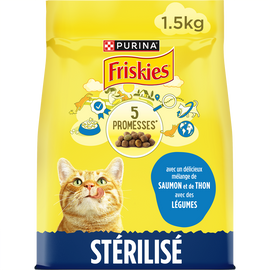Croquettes pour chat adulte stérilisé Saumon et Thon FRISKIES - 1,5kg
