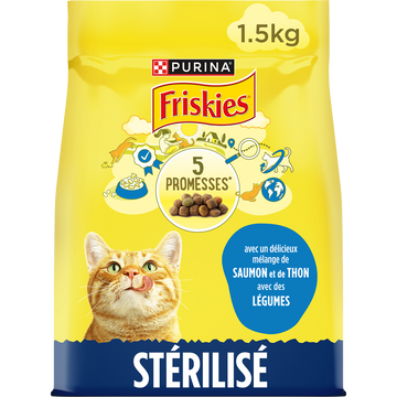 Croquettes pour chat adulte stérilisé Saumon et Thon FRISKIES - 1,5kg