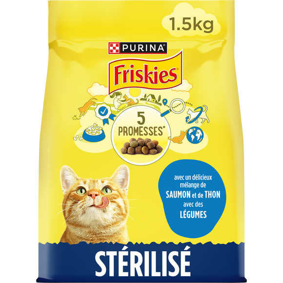 Croquettes pour chat adulte stérilisé Saumon et Thon FRISKIES - 1,5kg