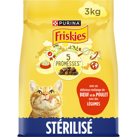 Croquettes pour chat adulte Boeuf et Poulet FRISKIES - 3kg