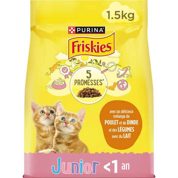 Croquettes pour chatons Junior Poulet et Dinde FRISKIES - 1,5kg