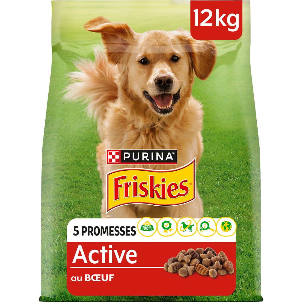 Croquettes pour chien adulte Active Boeuf FRISKIES - 12kg