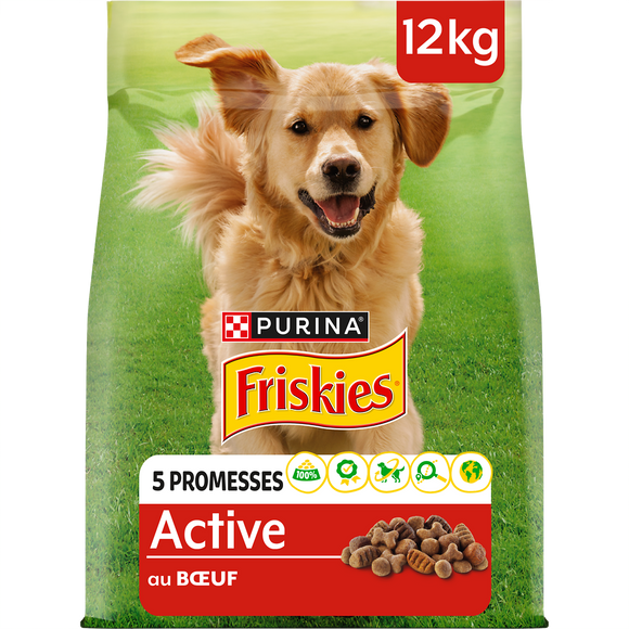 Croquettes pour chien adulte Active Boeuf FRISKIES - 12kg