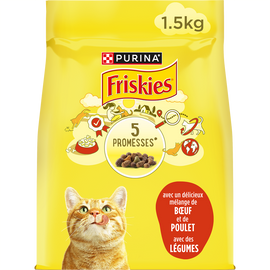 Croquettes pour chat adulte Boeuf et Poulet FRISKIES - 1,5kg